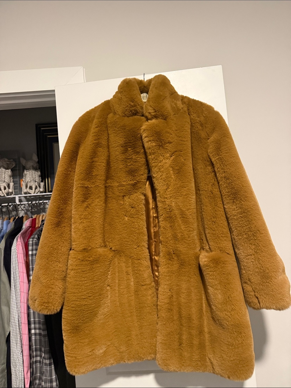 NWT APPARIS CHESTNUT FAUX FUR LINED COAT, SIZE S